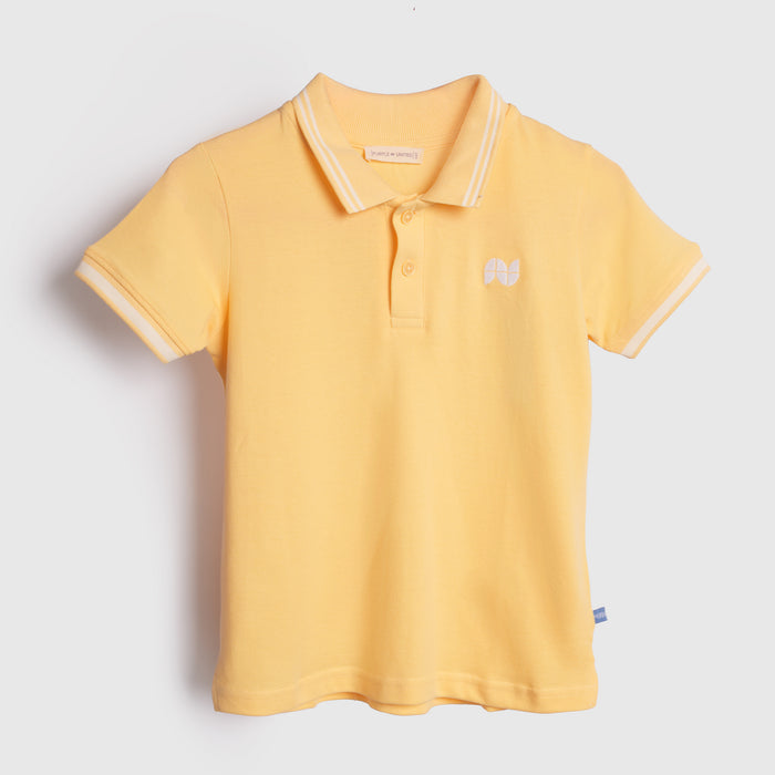 Kids Yellow Polo Tshirt for Boys Cotton Pique Breathable Summer Casual Relaxed Fit