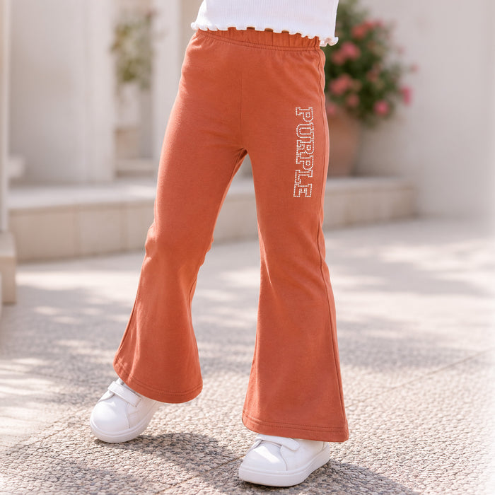 Lower for Girls in Brown Flared Fit with Soft Stretch Fabric & Elastic Waist Summer Wear