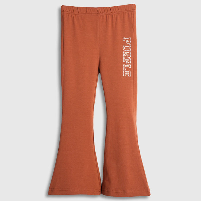 Lower for Girls in Brown Flared Fit with Soft Stretch Fabric & Elastic Waist Summer Wear