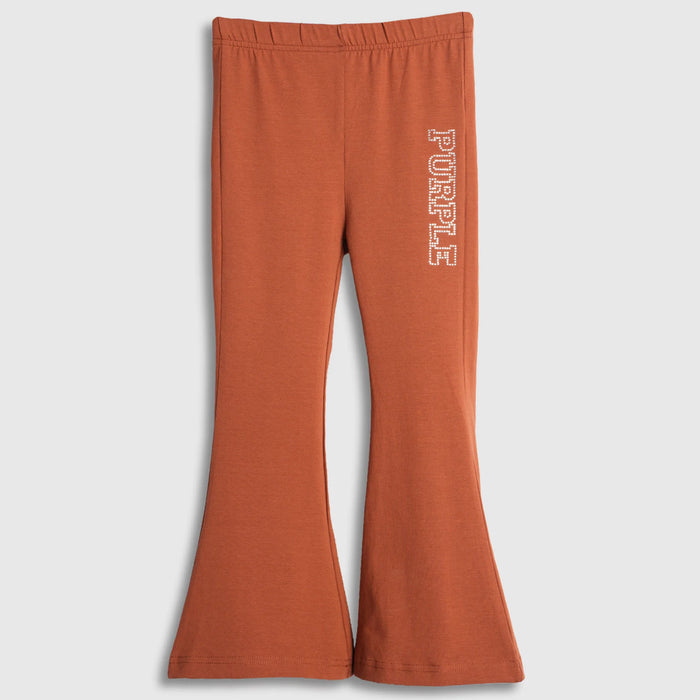 Lower for Girls in Brown Flared Fit with Soft Stretch Fabric & Elastic Waist Summer Wear