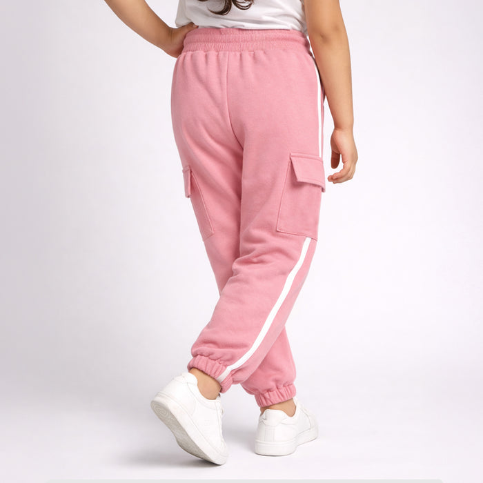 Lower for Girls in Pink with Soft Stretch Cargo Jogger Structure for Summer Ready Comfort