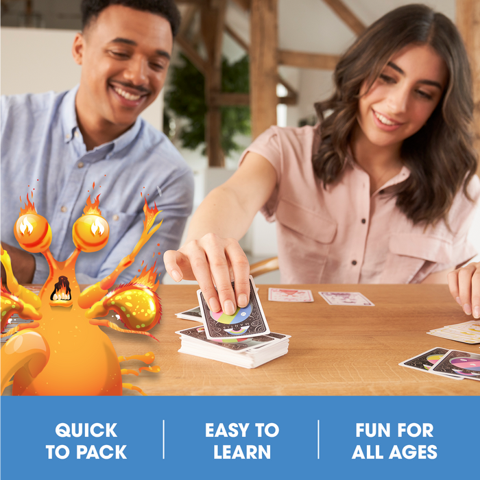 A couple playing Mantis; quick to pack, easy to learn, fun for all ages