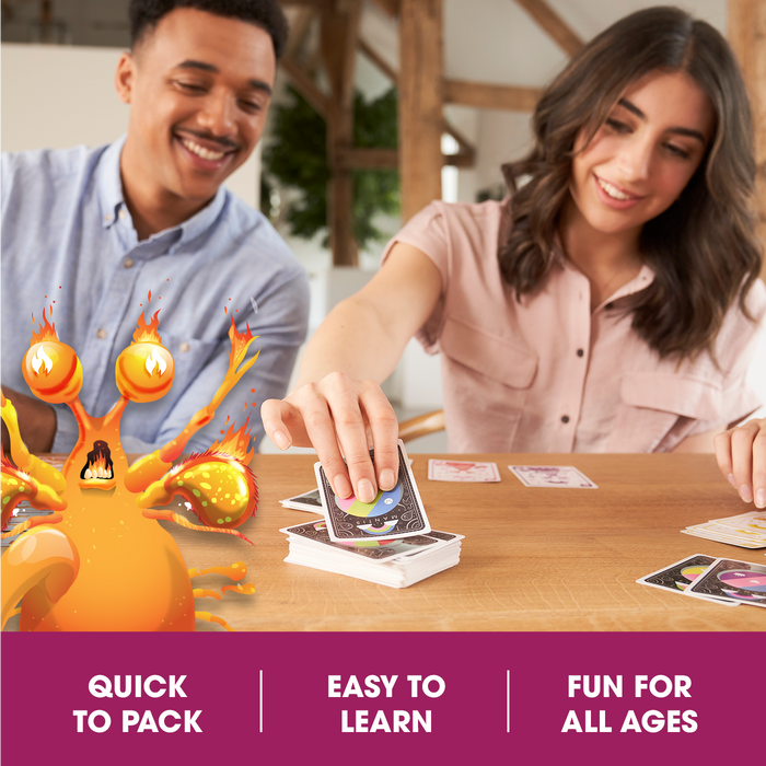 A couple playing Mantis; quick to pack, easy to learn, fun for all ages
