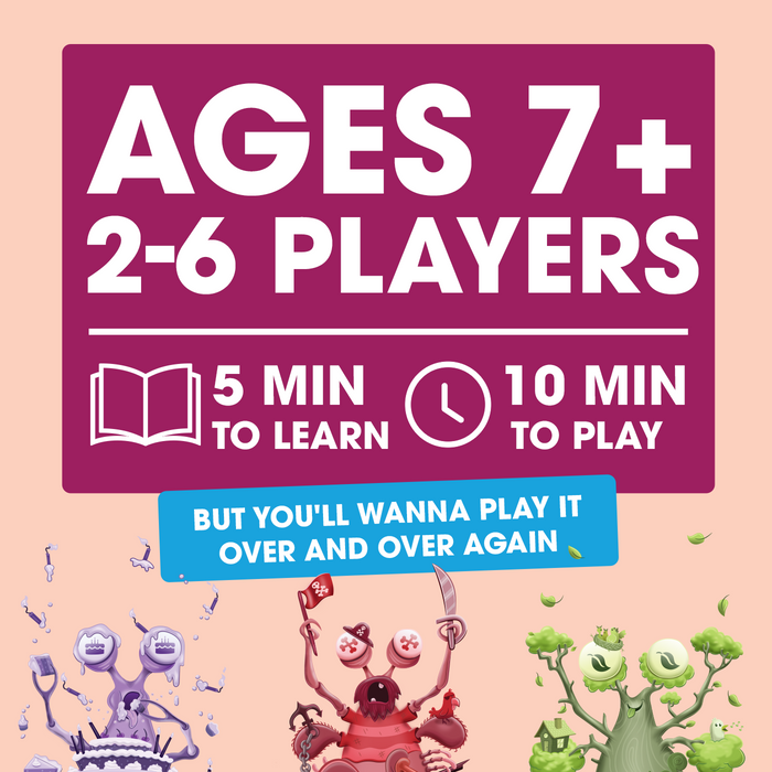 Specs: ages 7+, 2 to 6 players, 5 minutes to learn, 10 to play