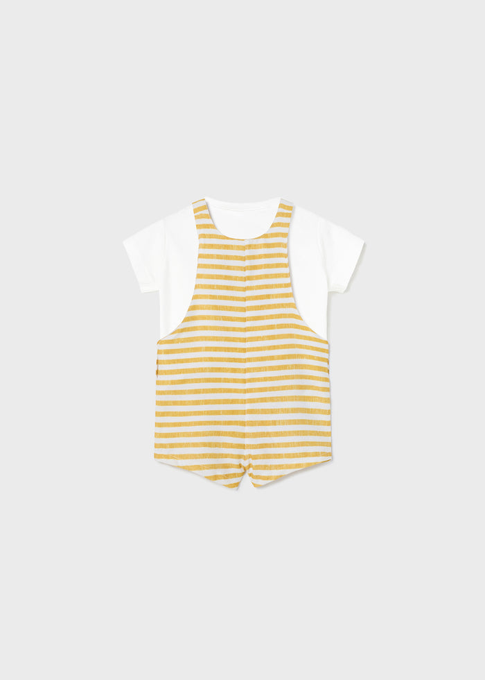 Mayoral Newborn Boy Striped Shortalls & Tshirt Set