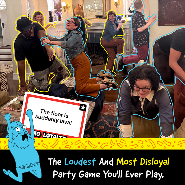 People playing No Loyalty, a loud and disloyal party game