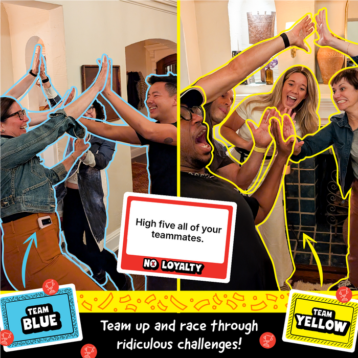People high-fiving in teams while playing No Loyalty