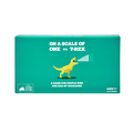 On a Scale of One to T-Rex game box front, a charades party game for ages 7+