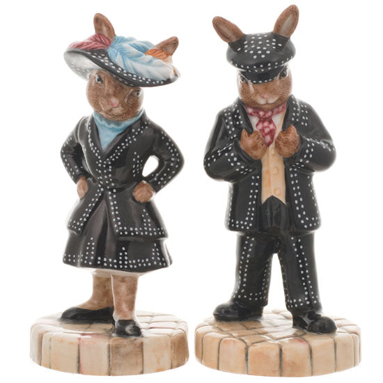 Pair of Pearly King and Queen bunnykins