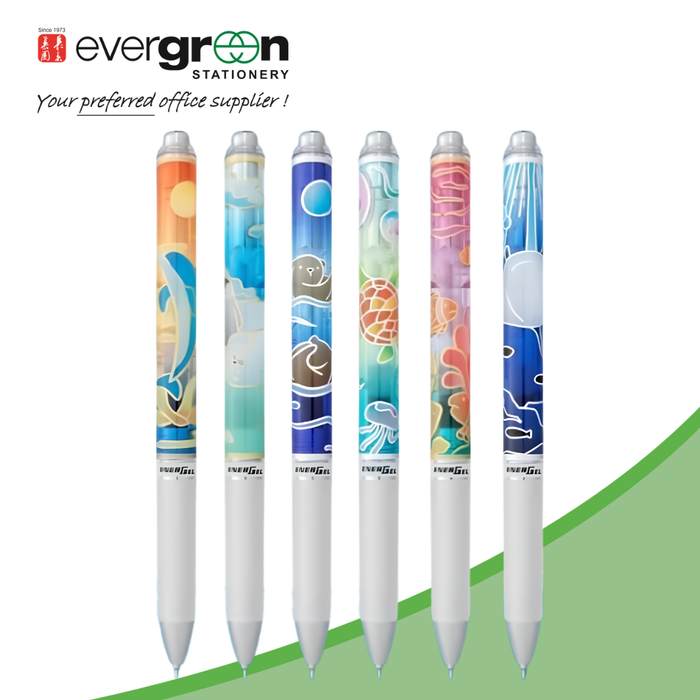 Pentel Energel Marine Animals Retractable Gel Pen 0.5 / 0.7mm (6 Design Set)