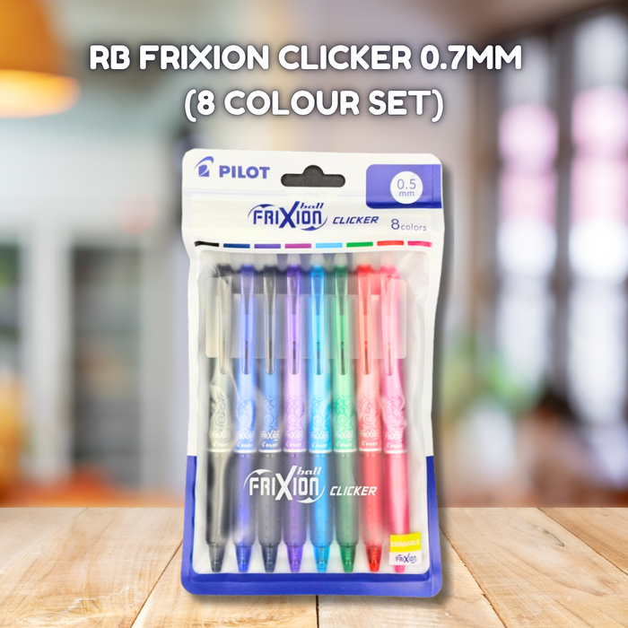 Pilot Frixion Clicker / Point Clicker Erasable Pen 0.5 0.7mm (3 4 8 Colour Set)