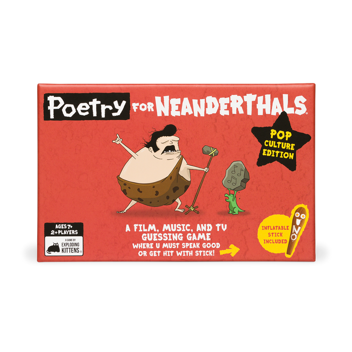 Poetry for Neanderthals Pop Culture Edition box front, a film, music and TV guessing game