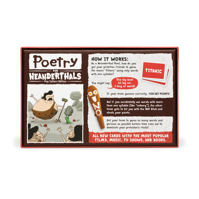 Poetry for Neanderthals Pop Culture Edition box back with details