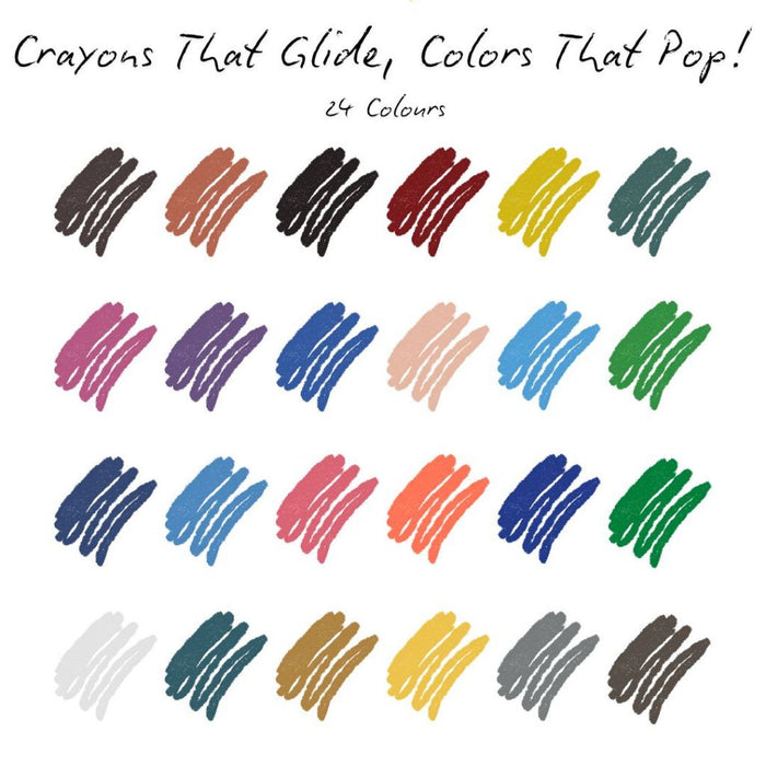 [SG] 24 Pcs Short Rotating Crayon [Evergreen Stationery]