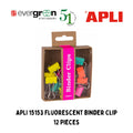 [SG] APLI 15153 Fluorescent Binder Clip 12 Pieces [Evergreen Stationery]