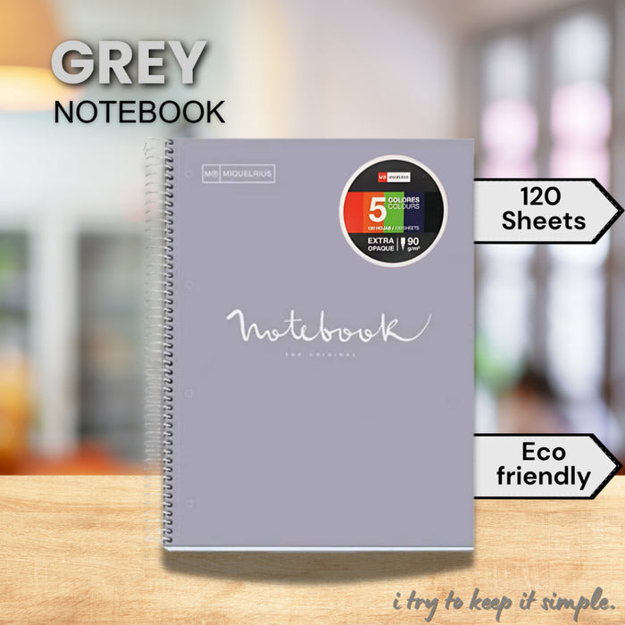 [SG] Apli A4 120pgs Lined Hor Emotions Spiral Notebook | Grey [Evergreen Stationery]