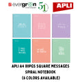 [SG] Apli A4 80pgs Square Messages Spiral Notebook (6 Colors Available) [Evergreen Stationery]