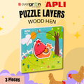 [SG] APLI Kids Puzzle Layers – Wood Hen (3-Piece Wooden Puzzle) [Evergreen Stationery]
