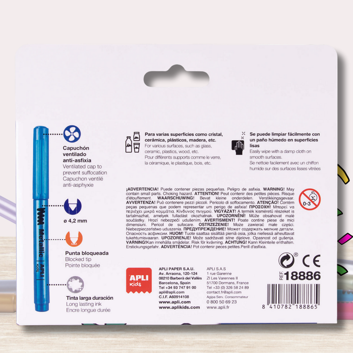 [SG] APLI Metallic Markers – Assorted Colors (8 Pieces) [Evergreen Stationery]