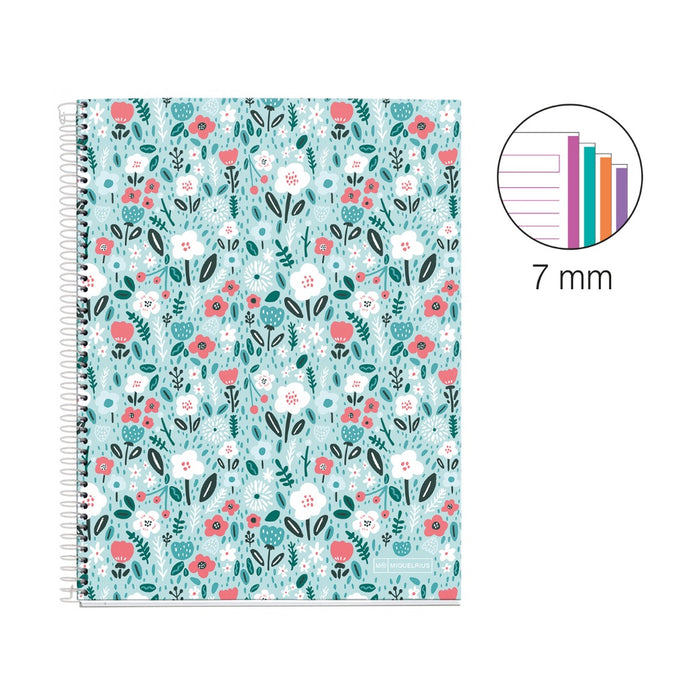 [SG] Apli Miquelrius Mint Flowers Notebook A4 | A5 Lined [Evergreen Stationery]