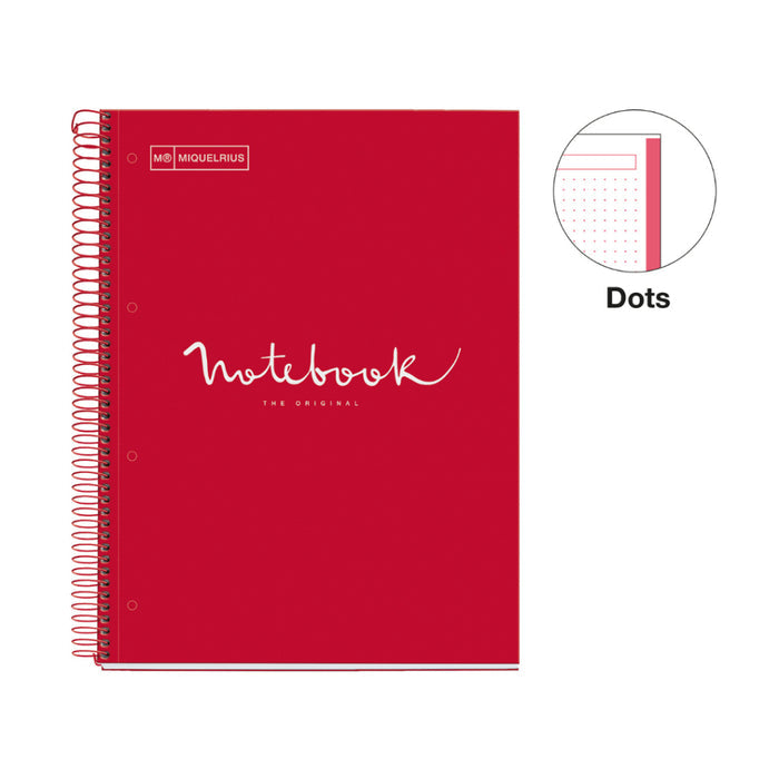 [SG] Apli MR46669 A4 Red 80pgs Dots Spiral Notebook [Evergreen Stationery]