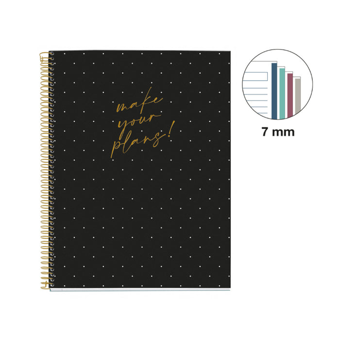 [SG] Apli MR49994 A4 Always Black 120pgs Lined Spiral Notebook [Evergreen Stationery]
