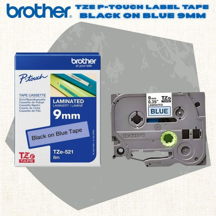 [SG] Brother TZE P-touch Label Tape – Black on Blue [Evergreen Stationery]