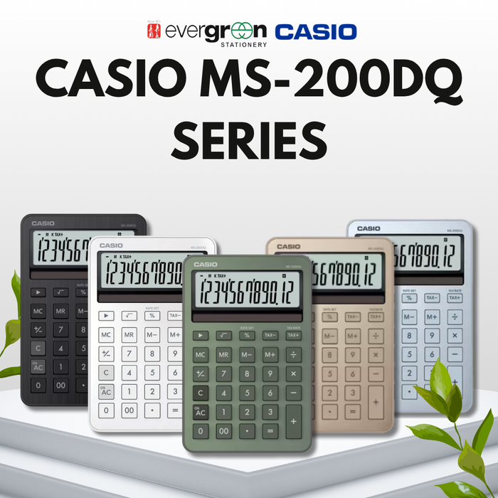 [SG] CASIO MS-200DQ Series calculator with 12-digit display and solar power [Evergreen Stationery]
