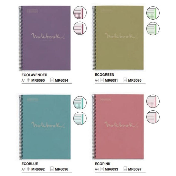 [SG] ECO MIQUELRIUS 6090 Emotions Notebook A4 (SQUARED & LINED, 80 sheets) [Evergreen Stationery]