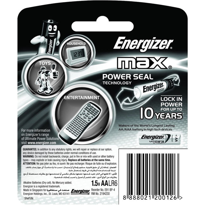 [SG] Energizer - Size Aa - Max (4/Pack) E91bp4 [Evergreen Stationery]