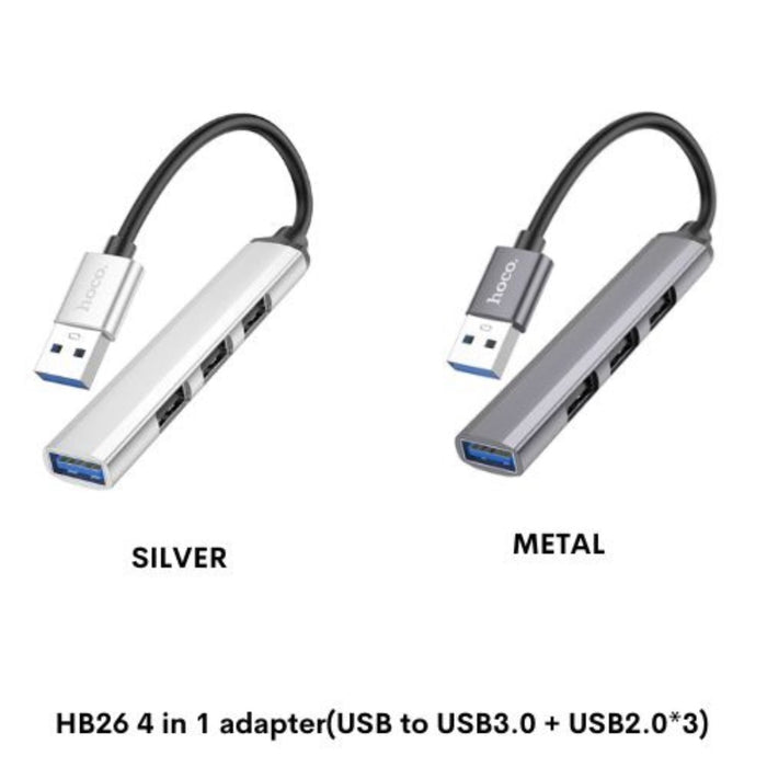 [SG] Hoco HB26 4 In 1 Adapter USB (USB3.0+USB2.0*3) [Evergreen Stationery]
