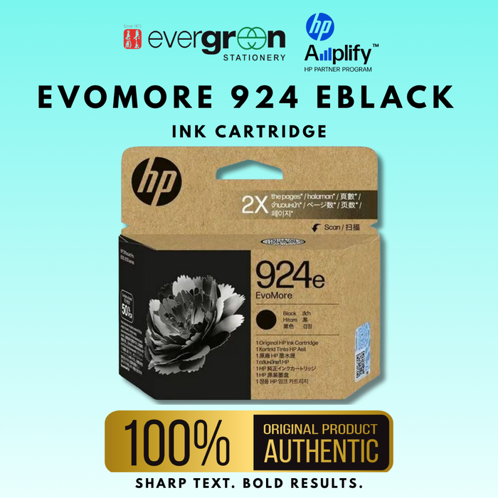[SG] HP EvoMore 924e Black Inkjet Ink Cartridge (High Yield) [Evergreen Stationery]
