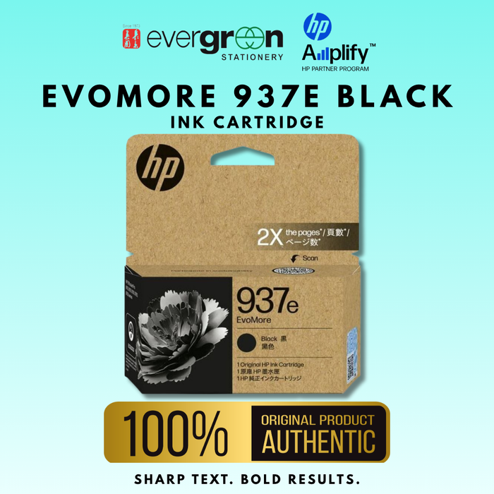 [SG] HP EvoMore 937e Black Original Standard Yield Inkjet Ink Cartridge [Evergreen Stationery]