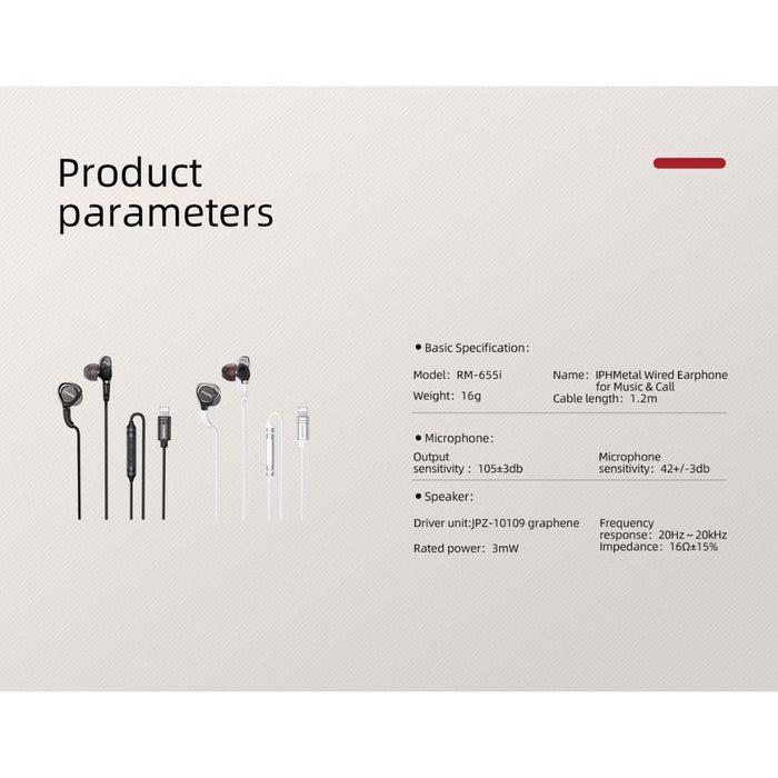 [SG] Remax RM-655i iPH Metal Wired Earphone for Music & Call (Original) [Evergreen Stationery]