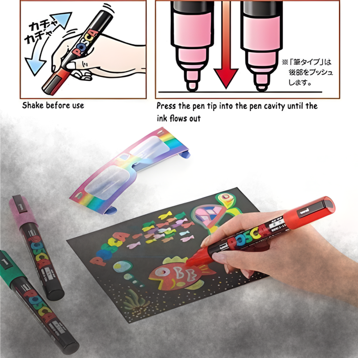 [SG] Uni Posca Dark Color Markers 8 Pcs | Water-Based [Evergreen Stationery]