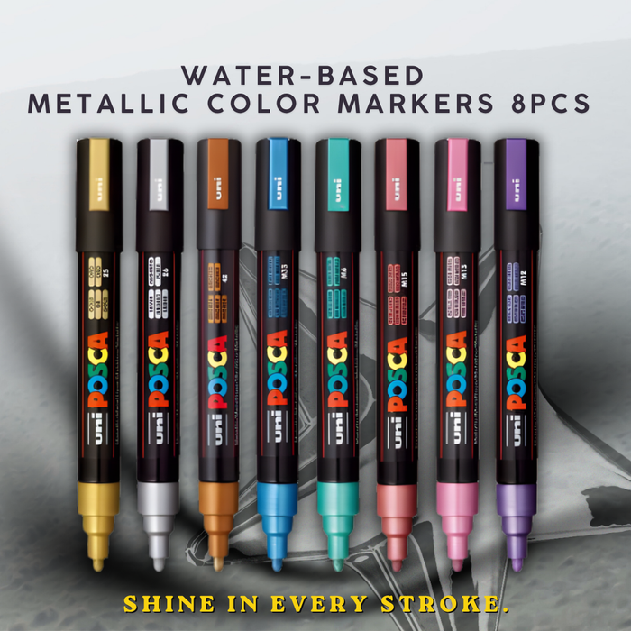 [SG] Uni Posca Metallic Color Markers 8 Pcs | Water-Based [Evergreen Stationery]