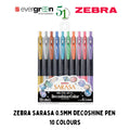 [SG] Zebra Sarasa 0.5mm Decoshine Pen 10 Colours [Evergreen Stationery]
