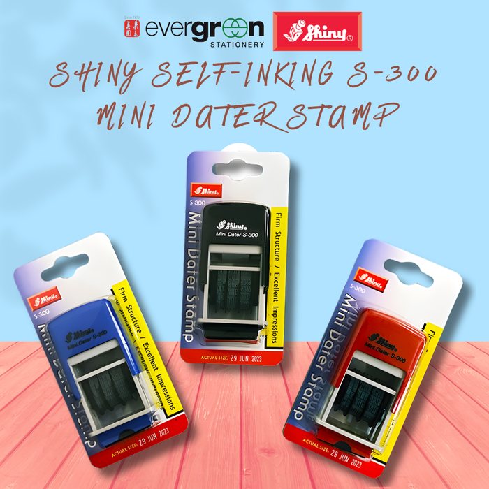 Shiny Self-Inking S-300 Mini Dater Stamp blue