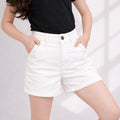 Shorts for Kids Girls in White Denim with High Waist & Airy Fabric for Summer Active Wear