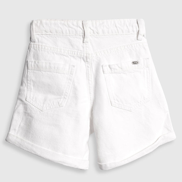 Shorts for Kids Girls in White Denim with High Waist & Airy Fabric for Summer Active Wear