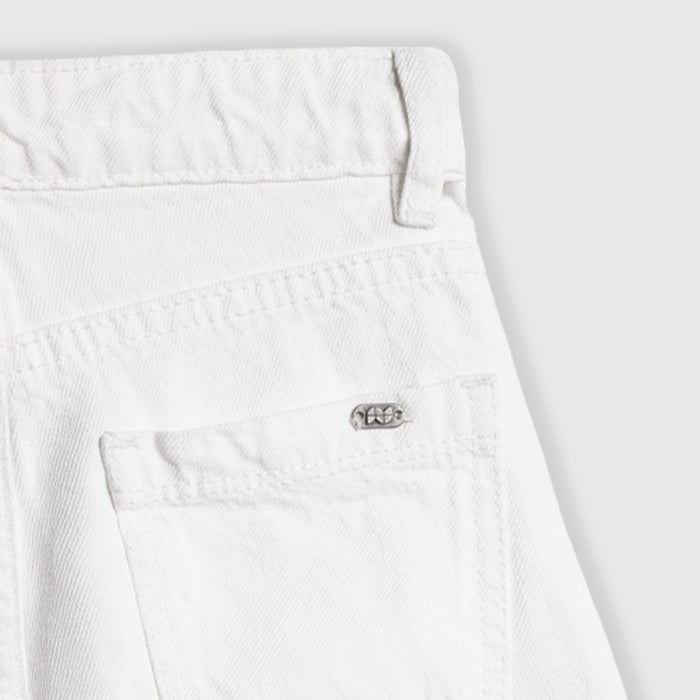 Shorts for Kids Girls in White Denim with High Waist & Airy Fabric for Summer Active Wear