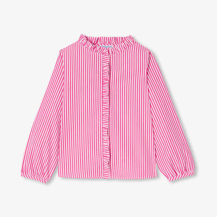 Striped popeline shirt for girls