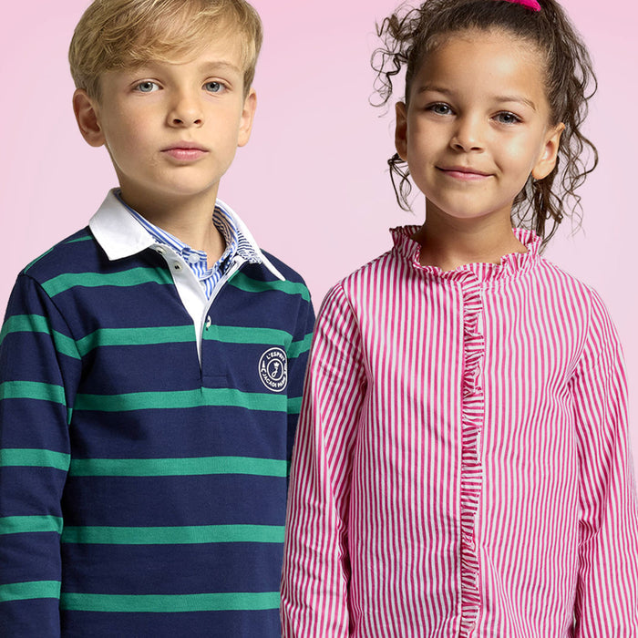 Striped popeline shirt for girls