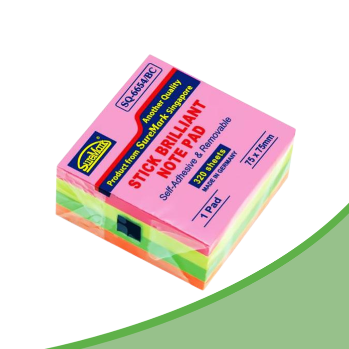 Suremark Stick Brilliant Note Pad SQ6654BC + SQ6654Bxx (5 Assorted Colors)