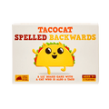 Tacocat Spelled Backwards game box front with a cartoon cat-taco character