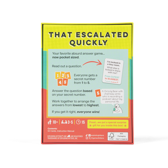 That Escalated Quickly Grab & Game box back with gameplay overview
