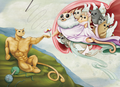 The Creation of Cat puzzle art, cats parodying Michelangelo's Creation of Adam