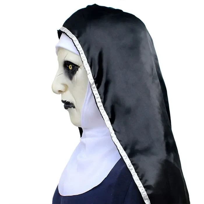 The Horror Scary Nun Latex Mask w/Headscarf Valak Cosplay for Halloween Costume