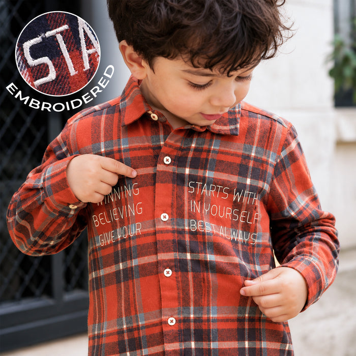 Toddler Boys Shirt in Multicolor with Checked Pattern, Regular Fit, Full Sleeves & Comfort Fabric
