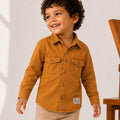 Toddler Boys Shirt in Mustard with Full Sleeves, Regular Fit & Soft Comfort Breathable Fabric